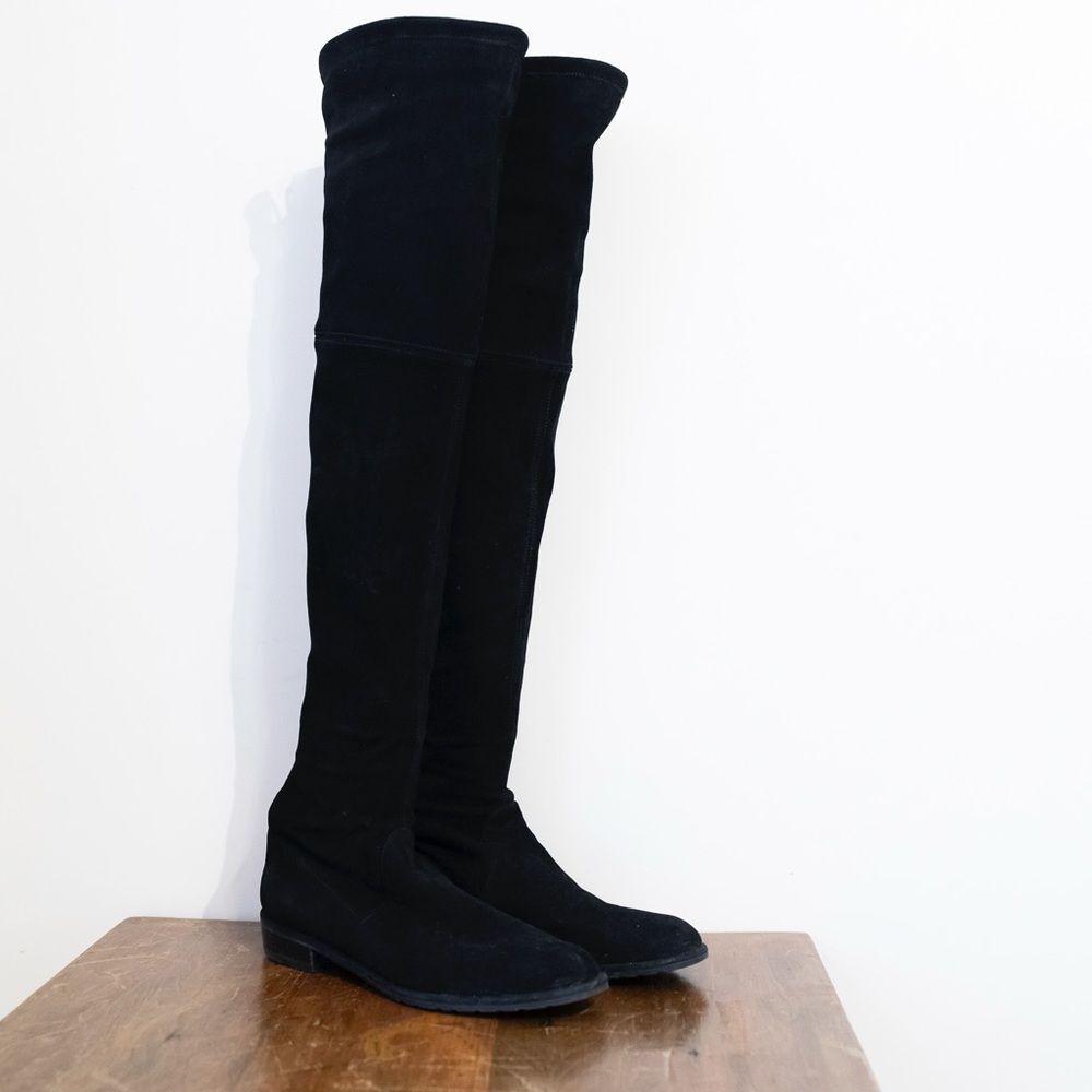 Stuart Weitzman Lowland Over-the-Knee Black Suede Boots Size 7.5 - Picture 7 of 12